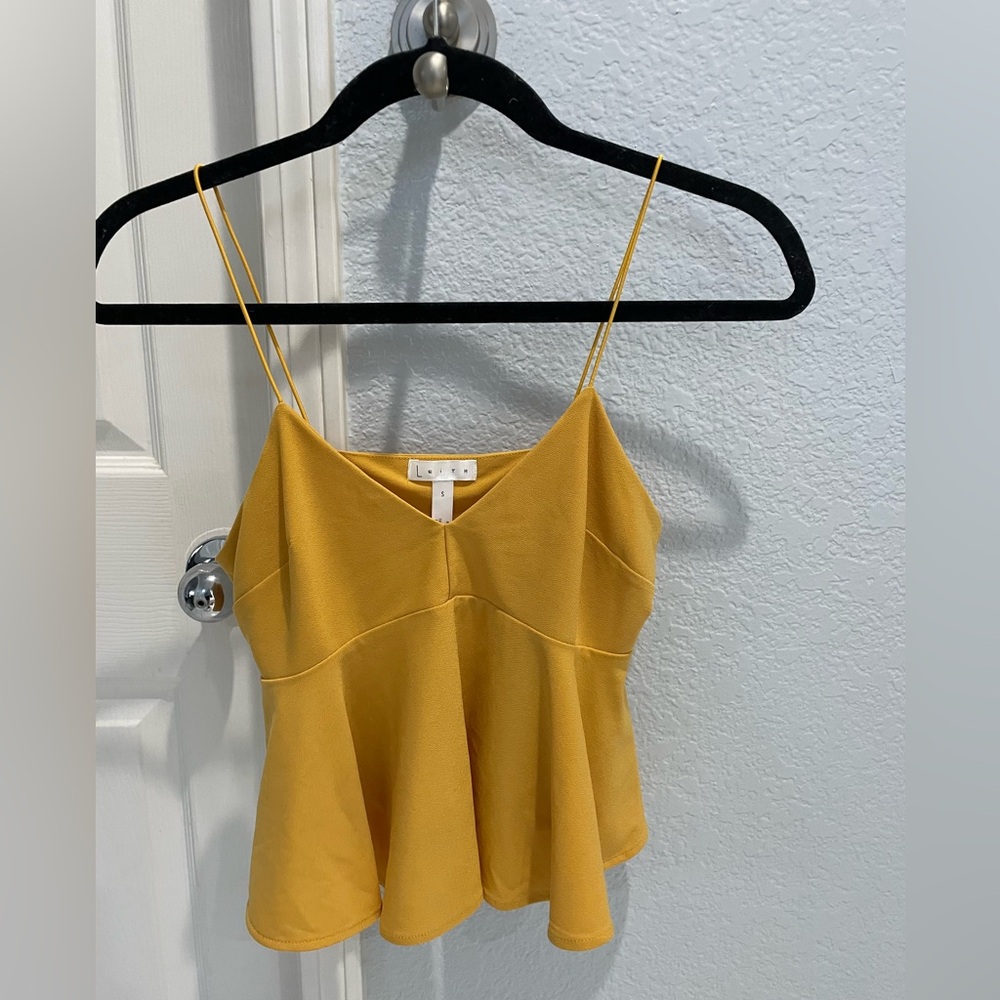 Yellow/gold peplum tank top